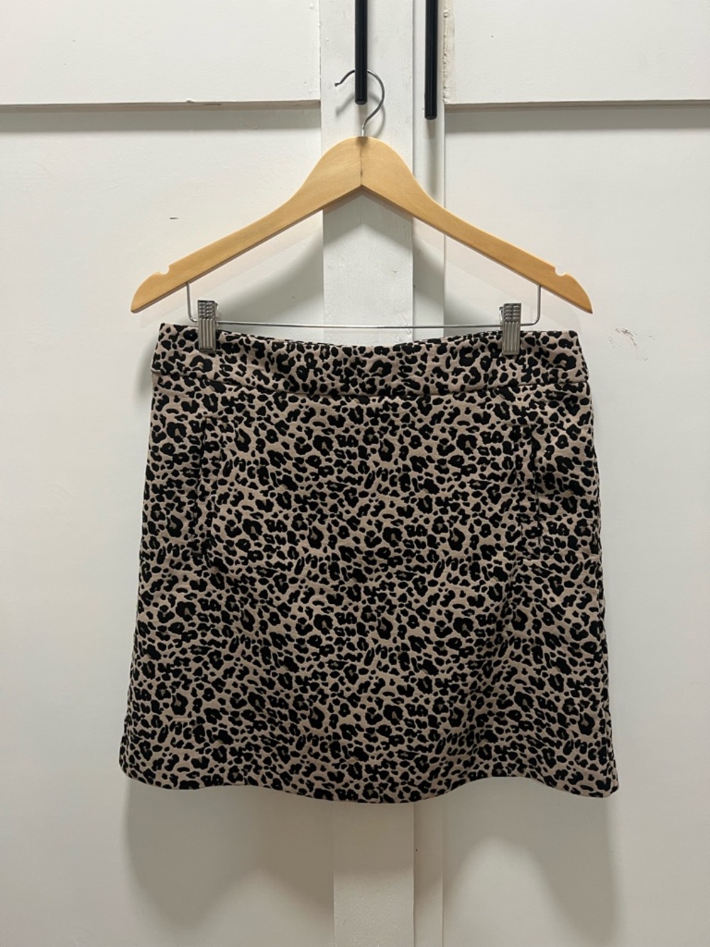 LOFT Leopard Print Mini Skirt - Black on Beige